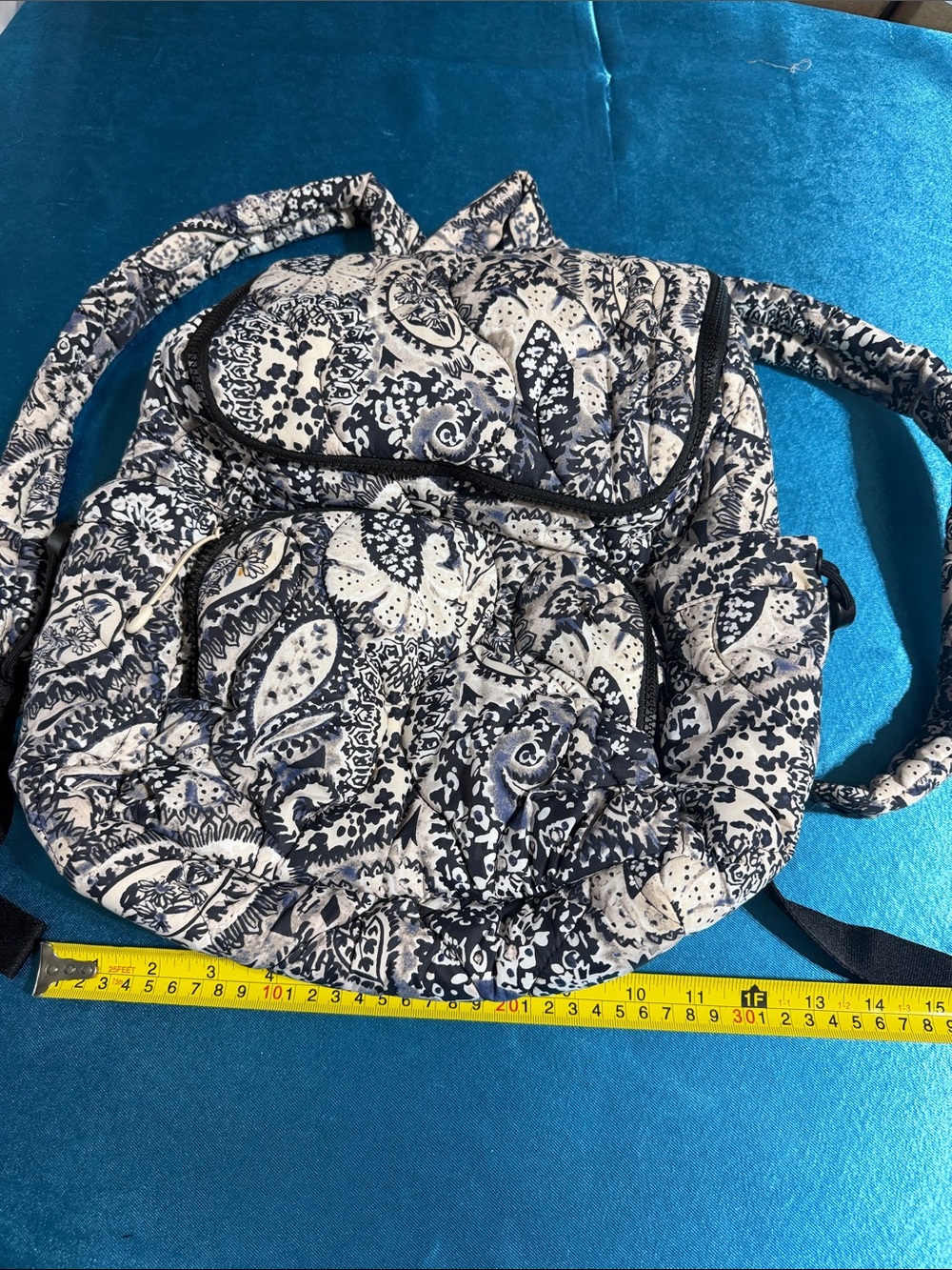 Vera Bradley Navy and White Quilted Paisley Backpack